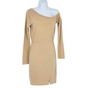n:Philanthropy Rosebud Dress Tan Long Sleeve One Shoulder‎ Mini Womens SZ XS